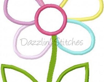 Multi Colored Flower Embroidery  Applique Design Digital Instant Download 4x4 and 5x7