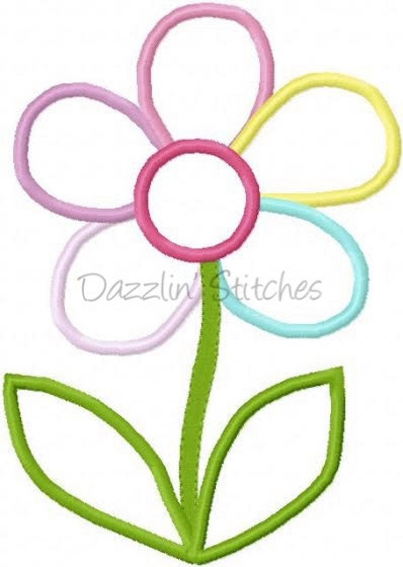 Multi Colored Flower Embroidery Applique Design Digital Etsy