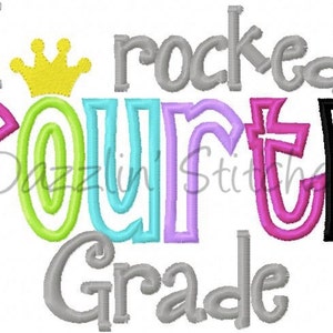 School Design Embroidery  Applique Design Digital Fun girl design  I rocked fourth grade Last Day of SchoolInstant Download 5x7 and 6x10