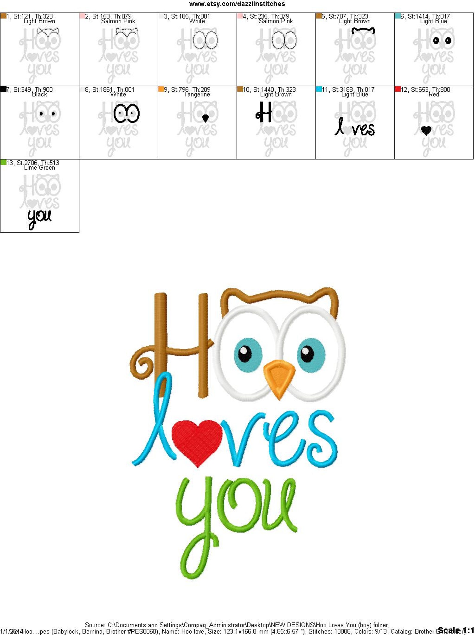 Valentine’s Day Embroidery Applique Design Hoo Loves You - Etsy