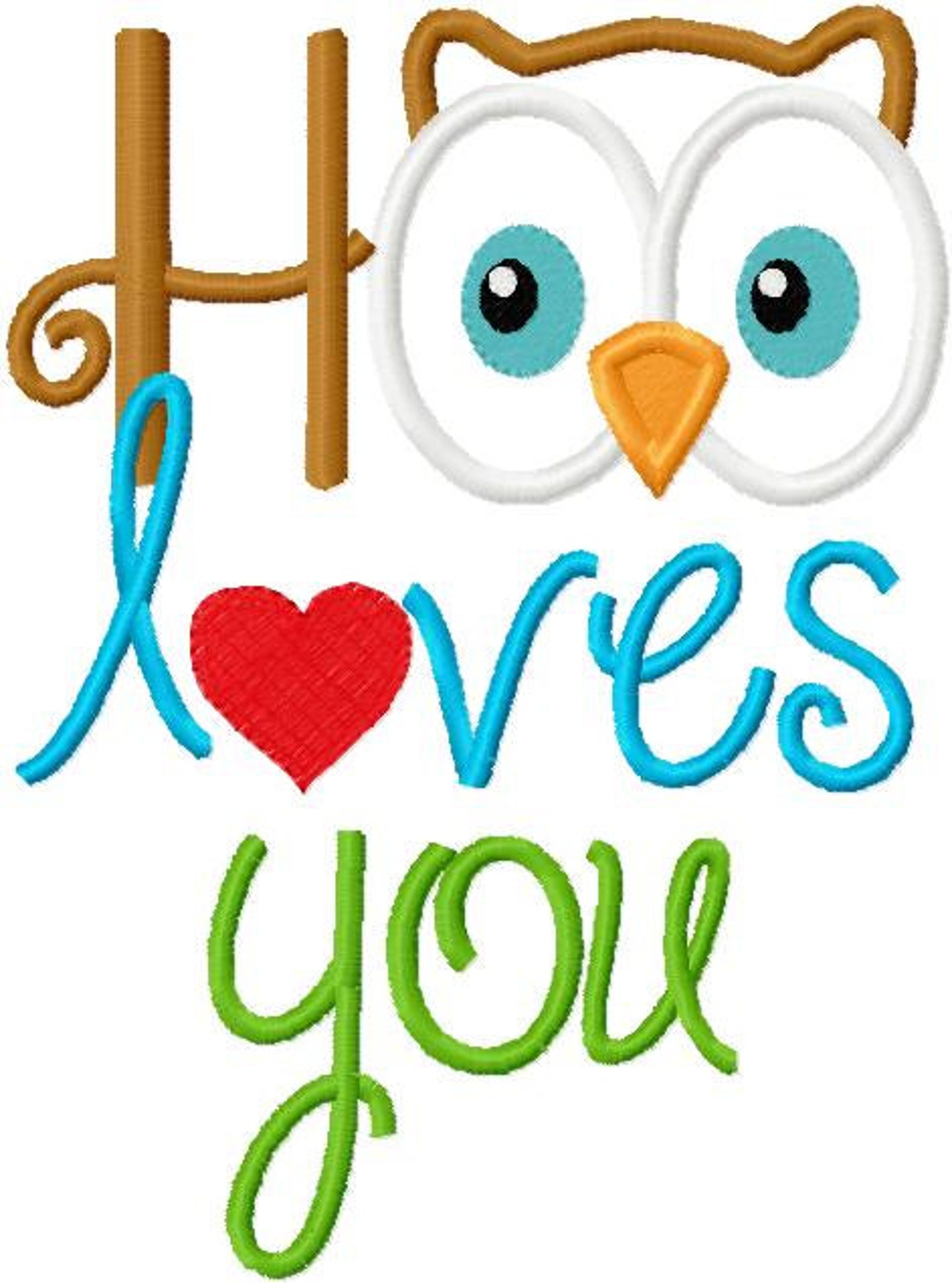 Valentine’s Day Embroidery Applique Design Hoo Loves You - Etsy