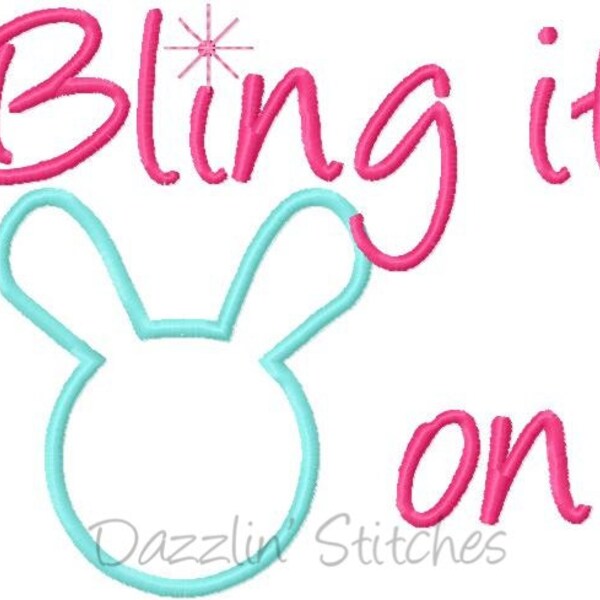 Easter Embroidery Design Bling It On  With Bunny Head Digital Instant Download 4x4, 5x7 and 6x10