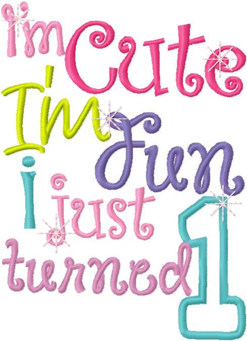 1st birthday girl embroidery applique design im cute  etsy 1st birthday girl embroidery applique design im cute  etsy