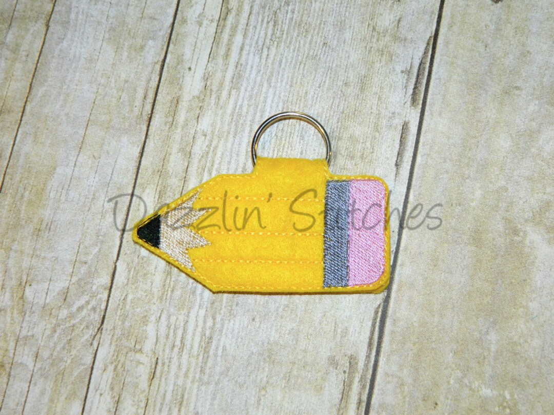 Pencil Key Chain Embroidery Design Teach Gift Idea Digital Etsy