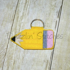 Pencil Key Chain Embroidery Design  Teach Gift Idea Digital Instant Download 4x4 hoop only