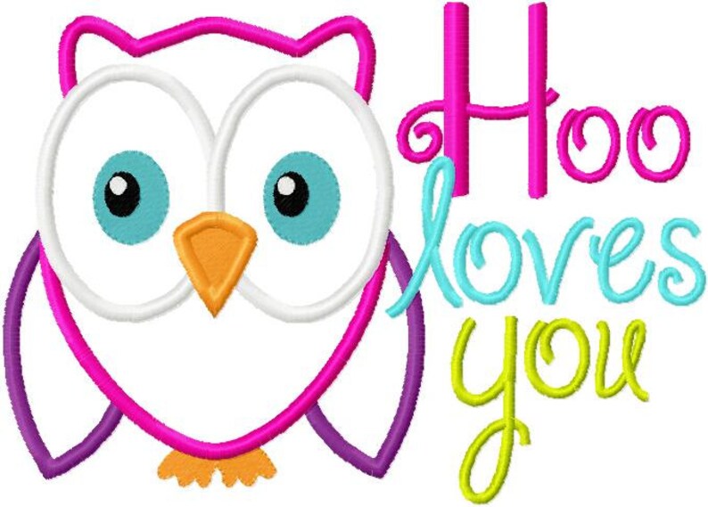 Valentine’s Day Embroidery Applique Design Hoo Loves You - Etsy