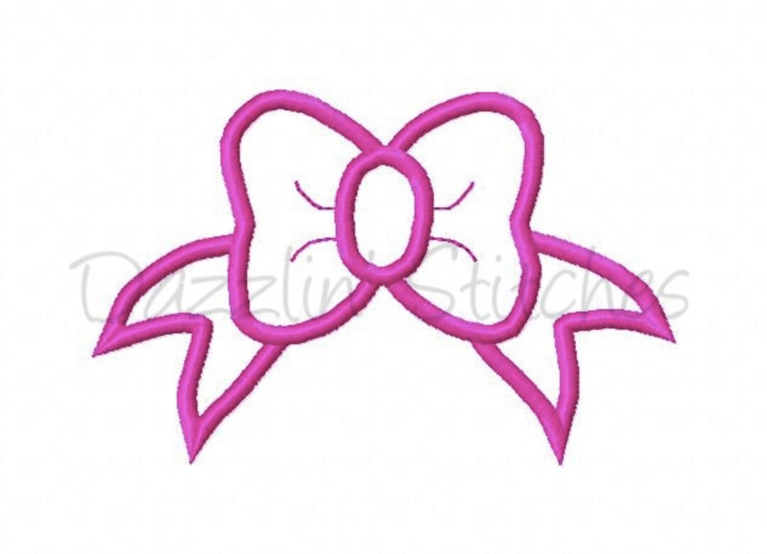 Girlie Girl Bow Applique Embroidery Design Digital Instant Etsy