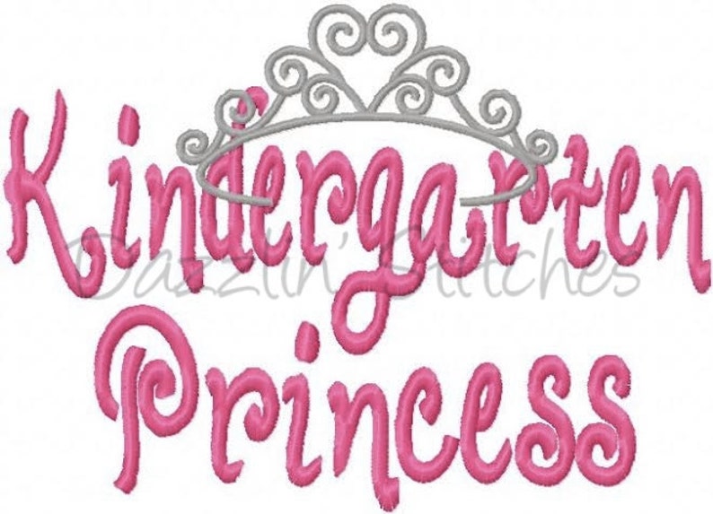 Kindergarten Princess Crown Embroidery Design Digital Instant Download 4x4, 5x7 and 6x10 image 1