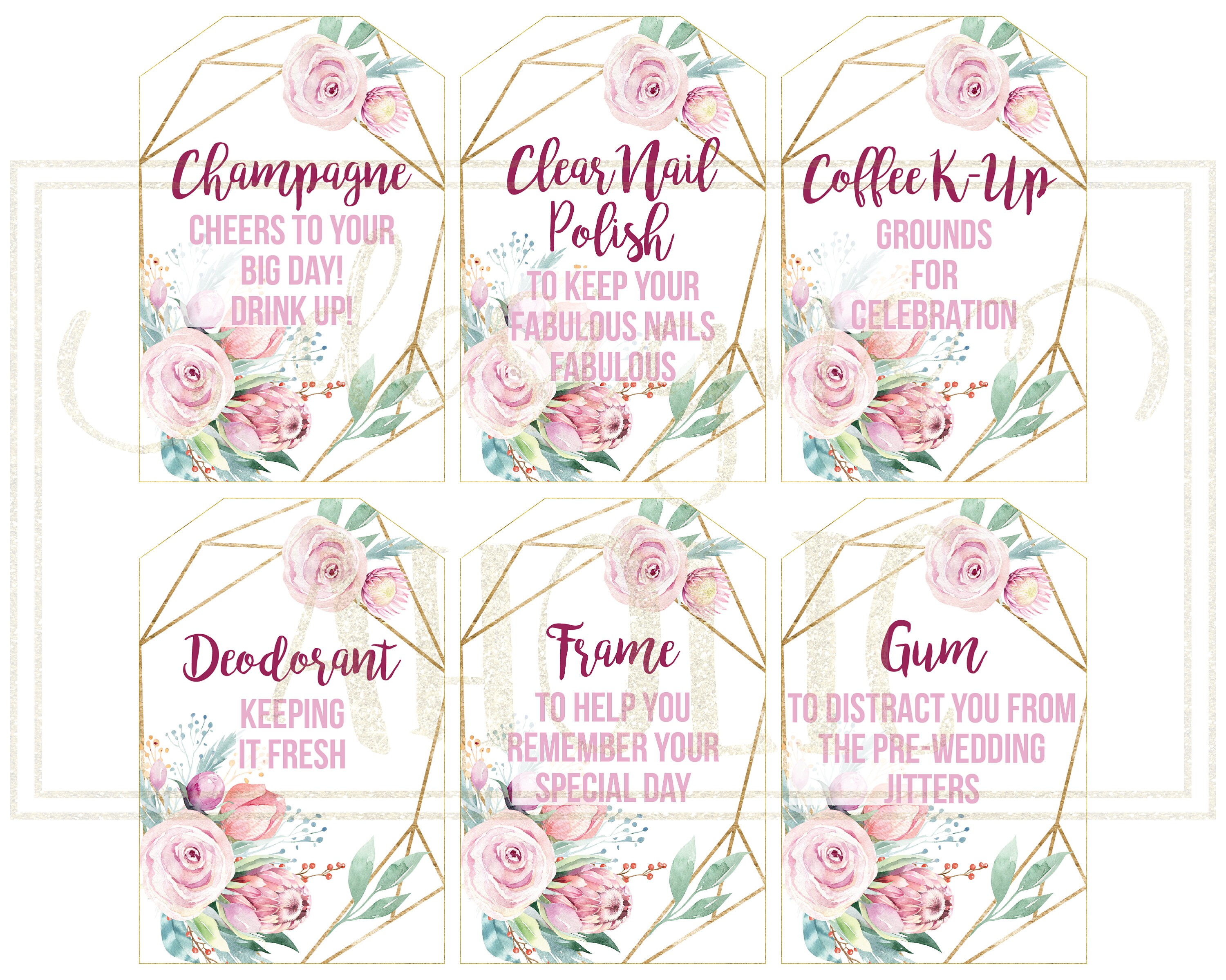 Wedding Day Survival Kit Printables