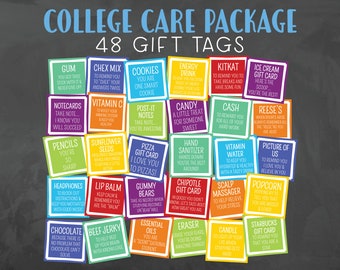 College Care Package Gift Tag Printables - College Survival Kit Gift Tags - College Student Survival Kit - College Student Care Package