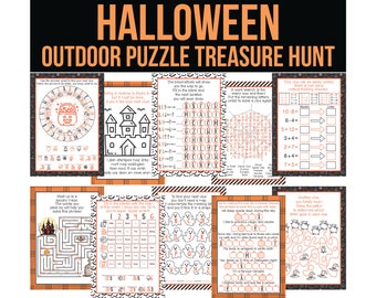 Outdoor Halloween Puzzle Treasure Hunt - Halloween Puzzle Scavenger Hunt - Puzzle Halloween Treasure Hunt - Outdoor Halloween Party Games