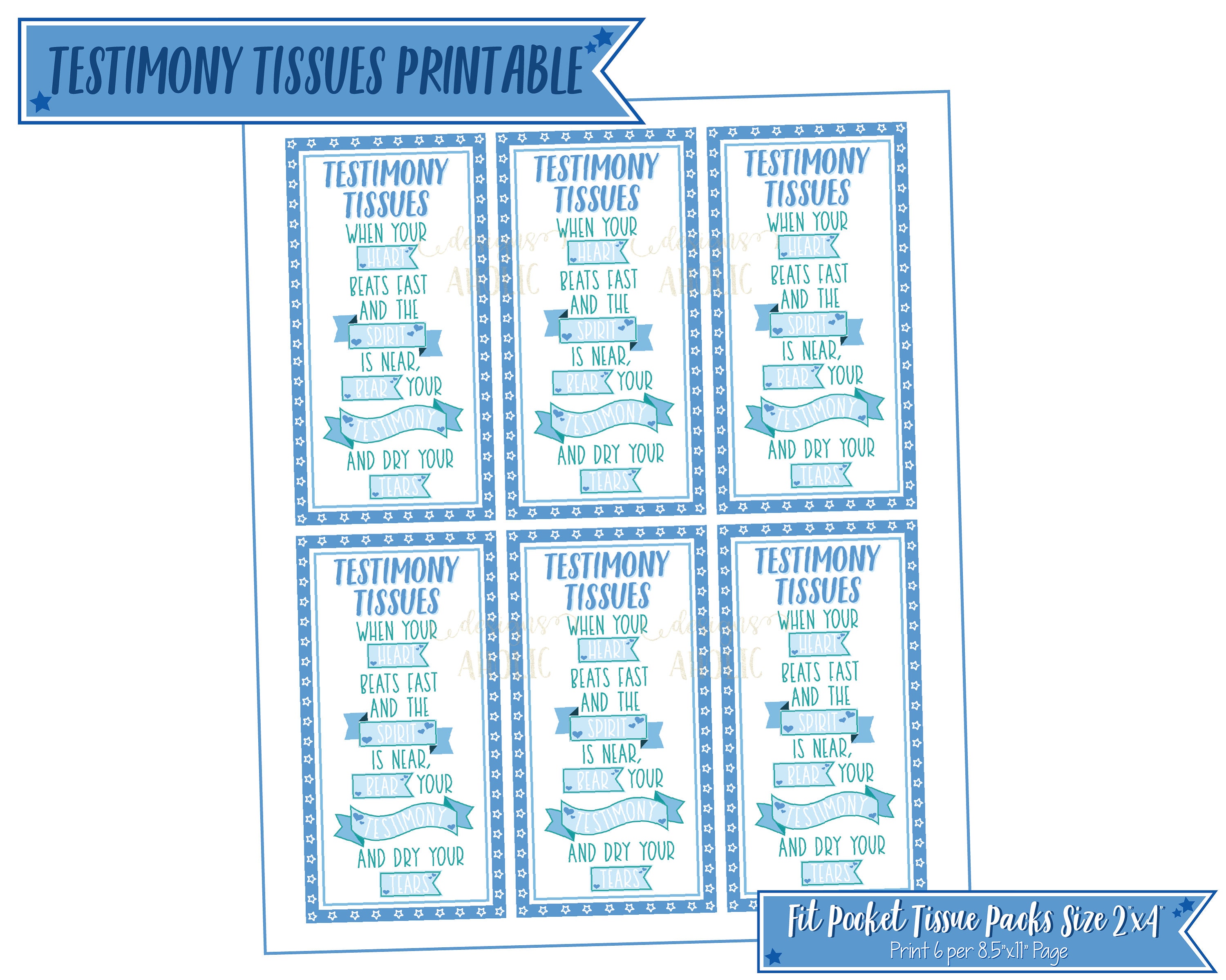 Testimony Tissue Printables LDS Gift Printables Tissue