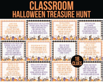 Classroom Halloween Treasure Hunt - School Halloween Treasure Hunt - Classroom Halloween Scavenger Hunt - School Class Halloween Party Game