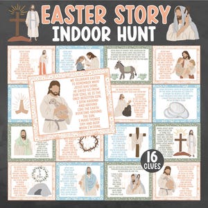 Easter Story Treasure Hunt Clues - Indoor Easter Story Scavenger Hunt - Easter Christ Treasure Hunt - True Meaning of Easter Treasure Hunt