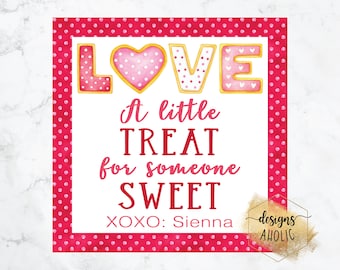 Sweet Treat Valentine's Day Card - Sweet Treat Valentine's Day Gift Tag - Valentine's Day Cookie Gift Tag - Treat Cookie Valentines Card