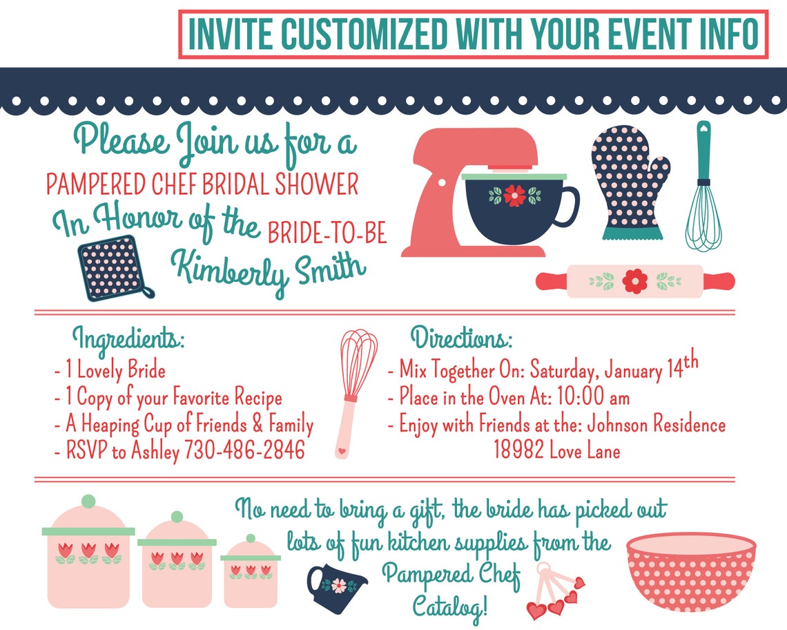 Pampered Chef Bridal Shower Party Package Printables Etsy