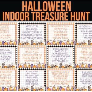 Indoor Halloween Treasure Hunt Clues - Halloween Scavenger Hunt Clues - Halloween Printables - Halloween Party Game Kids Halloween Activity