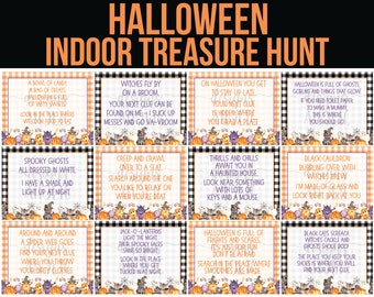 Indoor Halloween Treasure Hunt Clues - Halloween Scavenger Hunt Clues - Halloween Printables - Halloween Party Game Kids Halloween Activity