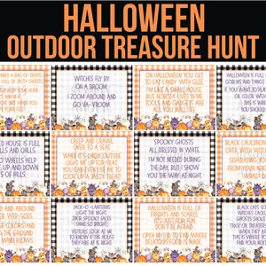 Outdoor Halloween Treasure Hunt Clues - Halloween Scavenger Hunt Clues - Halloween Printables - Halloween Party Game Kids Halloween Activity