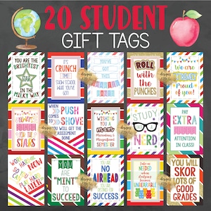 Student Candy Gift Tag Printables - College Care Package Gift Tags - Back to School Gift Tags - Candy Gift Tags - College Gift Basket Candy