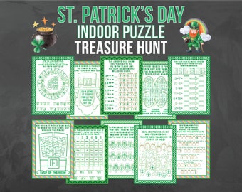 St. Patrick's Day Puzzle Treasure Hunt - St Patricks Day Scavenger Hunt - Indoor Puzzle St. Patrick's Day Hunt - Leprechaun Treasure Hunt