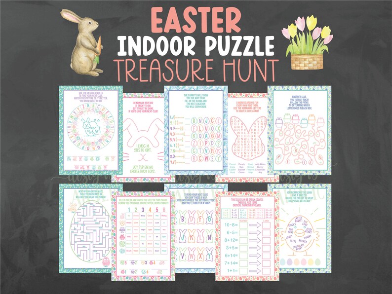 Indoor Puzzle Easter Treasure Hunt - Easter Puzzle Scavenger Hunt ...