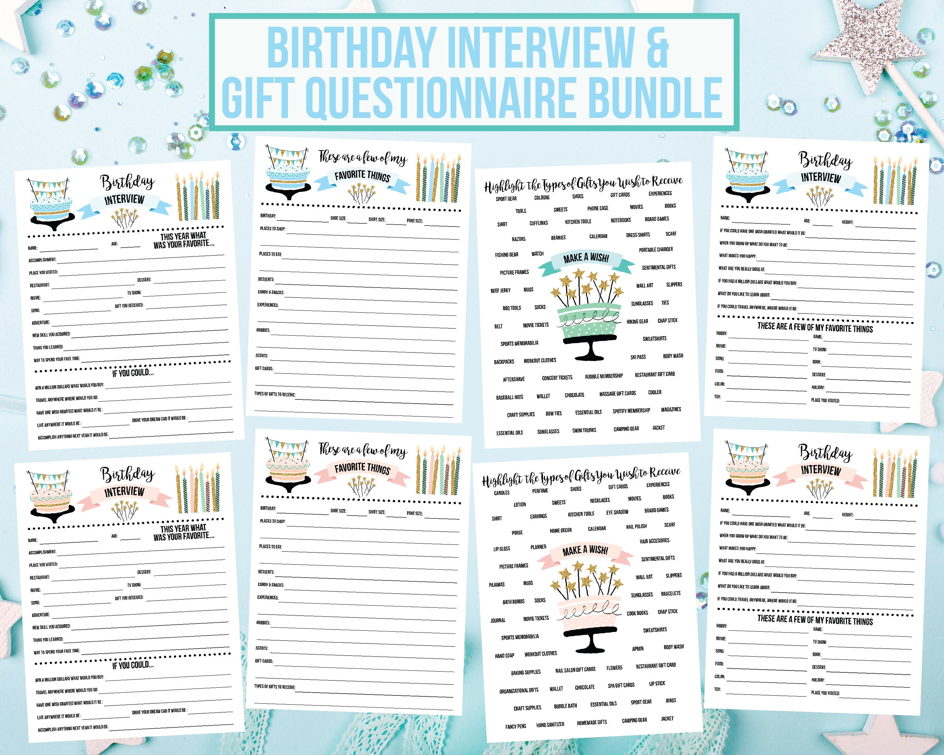 Birthday Book, Printable Birthday Interview questionnaire Journal for Kids