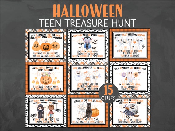Teen Halloween Treasure Hunt - Difficult Halloween Treasure Hunt - Challenging Halloween Scavenger Hunt - Teen Halloween Games
