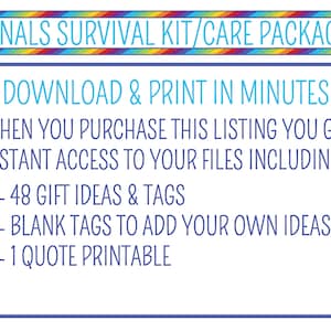 Finals Survival Kit or Care Package Printables - Final Exams Care ...