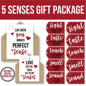 5 Senses Gift Tags, Cards & Ideas Gift for Boyfriend, Girlfriend