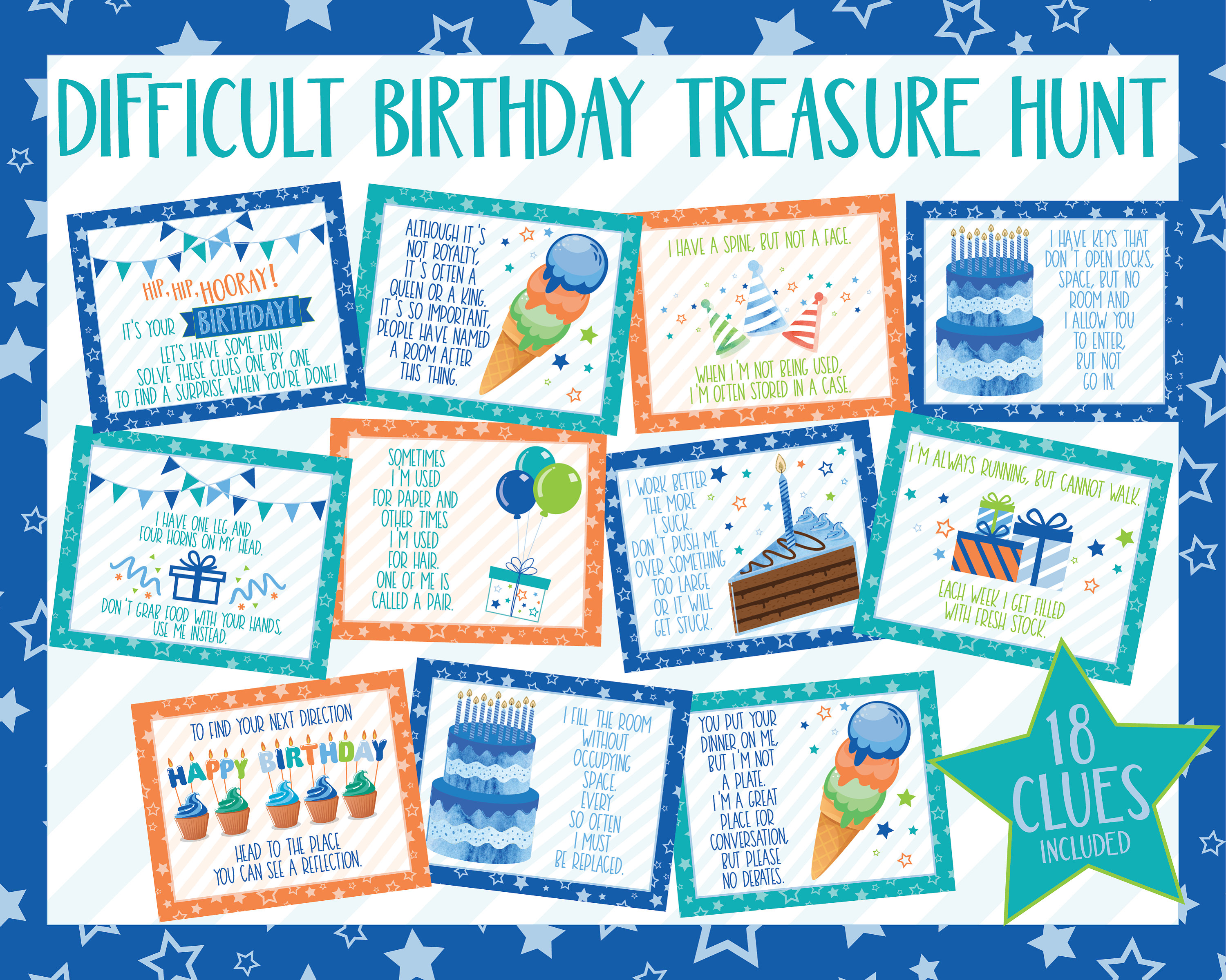 Difficult Birthday Treasure Hunt Clues Adult or Teen Birthday