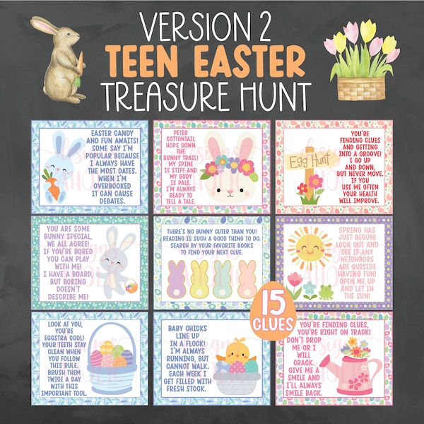 NEW Teen Easter Treasure Hunt - Version 2 Teen Easter Treasure Hunt - Difficult Teen Easter Treasure Hunt - Teen Easter Scavenger Hunt