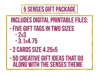 5 Senses Gift Tags, Cards & Ideas for Moms Gift for Mom Mother's
