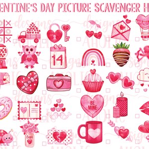 Búsqueda del tesoro con imágenes del Día de San Valentín - San Valentín para niños pequeños Búsqueda del tesoro con imágenes - Juego del Día de San Valentín para niños - Juego de clase del Día de San Valentín