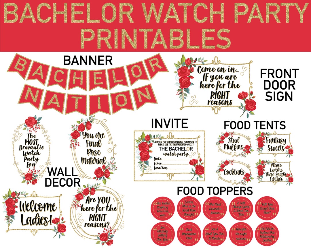 The Bachelor TV Show Watch Party Printables; Bachelor Show Printables ...