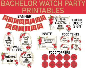 The Bachelor TV Show Watch Party Printables; Bachelor Show Printables; The Bachelor Party Decor