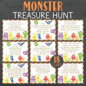 Monster Treasure Hunt - Monster Scavenger Hunt - Monster Party Games - Monster Birthday Games - Monster Party Decor - Monster Themed Hunt