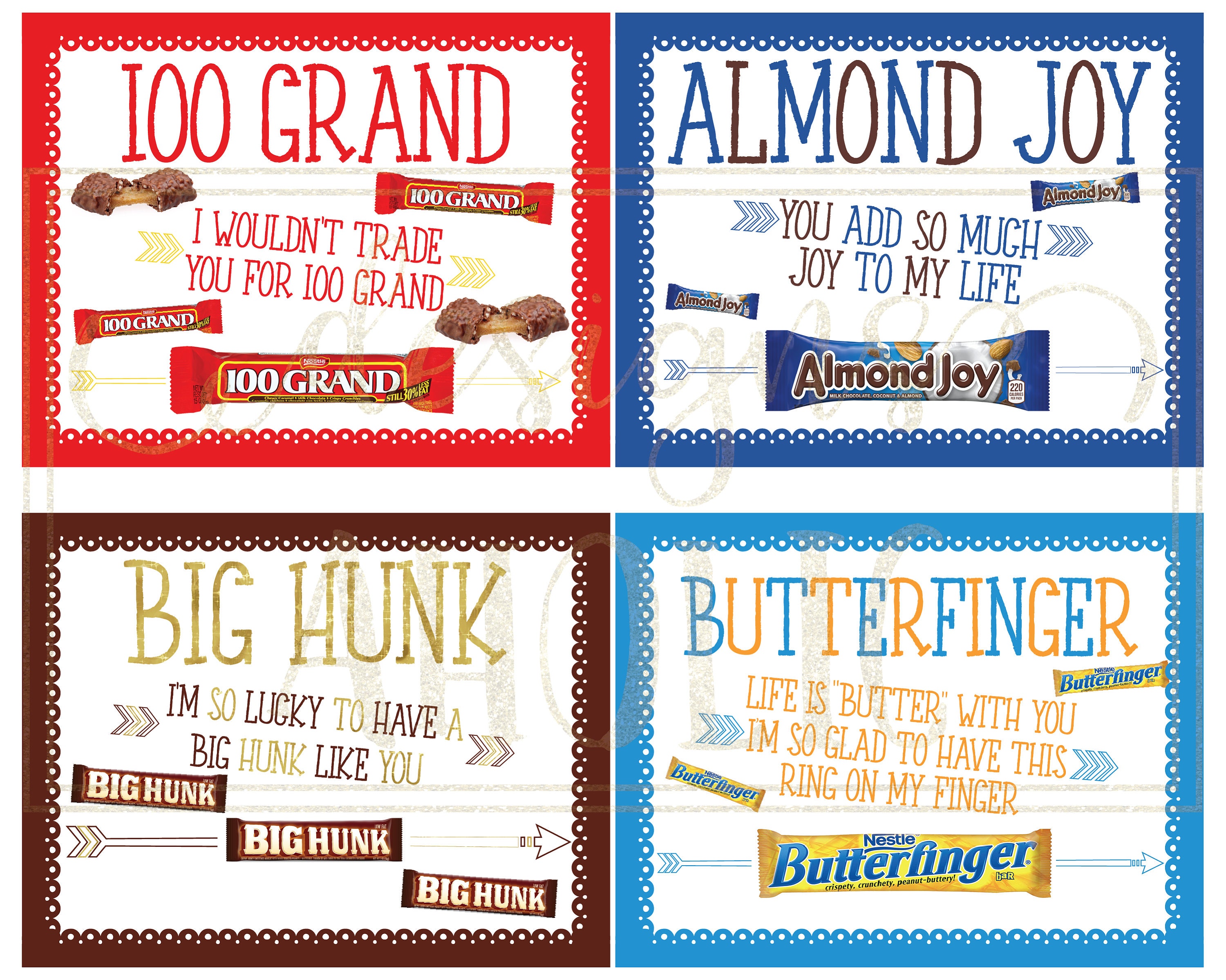 26 Love Candy Bar Gift Tags 26 Anniversary Candy Bar Gift Etsy