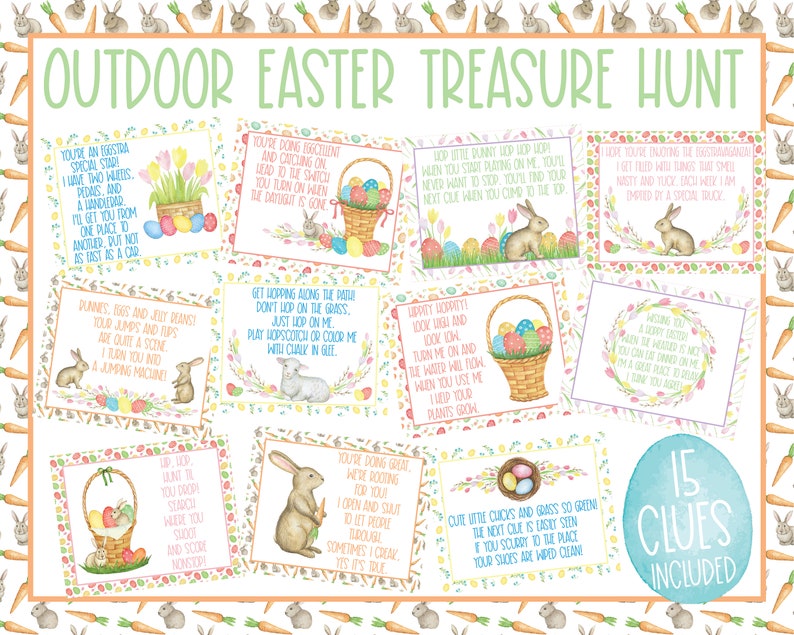 Outdoor Easter Treasure Hunt Clues Outdoor Easter Scavenger Etsy