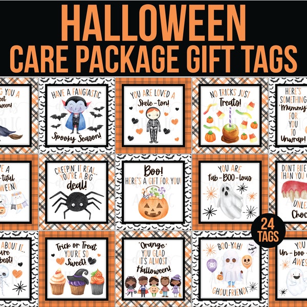 24 Halloween Gift Tags - Halloween Care Package - Halloween Gift Basket - College Care Package - Missionary Gift - Missionary Care Package