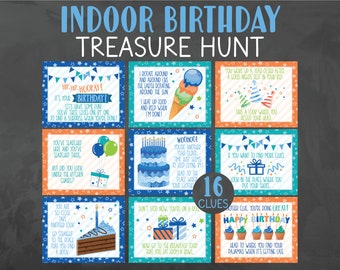 Indoor Geburtstag Schatzsuche Hinweise - Indoor Geburtstag Schnitzerei Hinweise - Indoor Geburtstagsspiel Printables