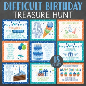Difficult Birthday Treasure Hunt Clues - Adult or Teen Birthday Scavenger Hunt Clues - Teen Birthday Treasure Hunt - Spouse Treasure Hunt