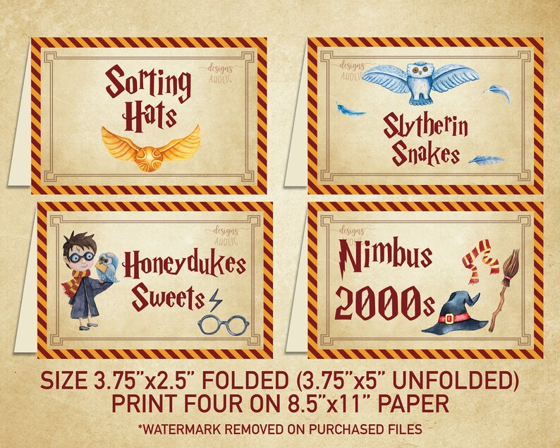 Harry Potter Food Labels Harry Potter Party Food Tents Etsy