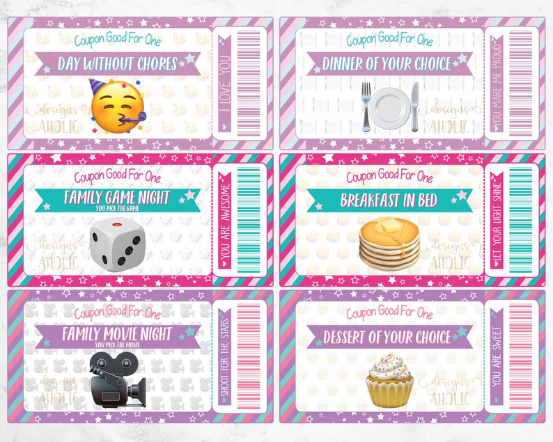printable emoji reward coupons for kids kid reward coupons