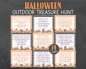 Outdoor Halloween Treasure Hunt Clues - Halloween Scavenger Hunt Clues - Halloween Printables - Halloween Party Game Kids Halloween Activity