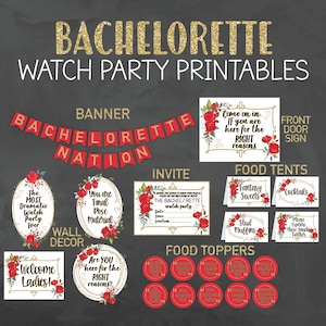 The Bachelorette TV Show Watch Party Printables; Bachelorette Show Printables; The Bachelorette Party Decor