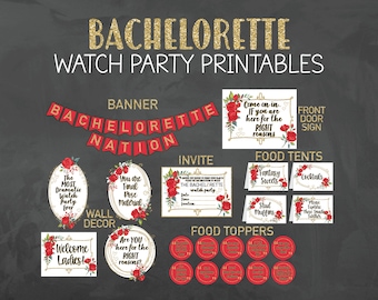 The Bachelorette TV Show Watch Party Printables; Bachelorette Show Printables; The Bachelorette Party Decor