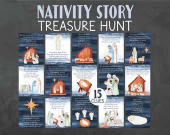 Nativity Treasure Hunt - Nativity Scavenger Hunt - Nativity Christmas Treasure Hunt - Christmas Story Treasure Hunt - Christ Christmas Hunt