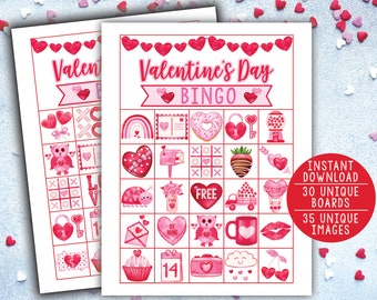 Valentine's Day BINGO Game - Valentines Bingo - Classroom Valentine's Day Bingo - Kids Valentine Bingo - Valentine Party Games Printable