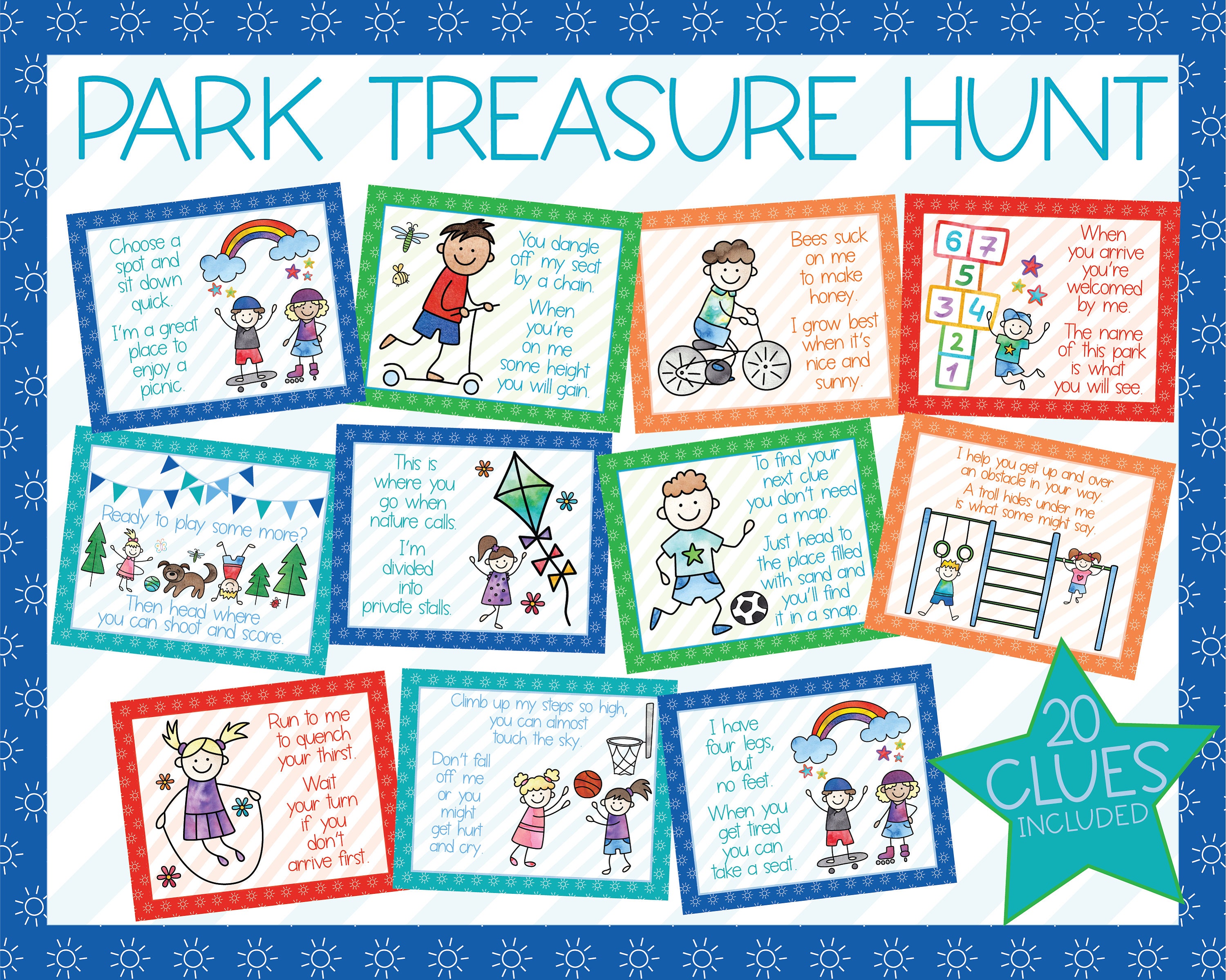 Park Treasure Hunt Clues - Playground Scavenger Hunt - Playground Tre…